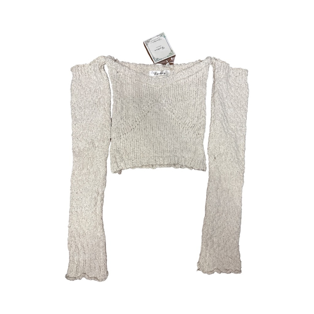 Cream Knit Off-Shoulder Top - size S
